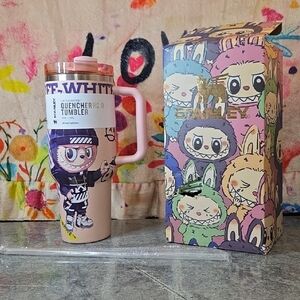 Stanley Off-White Quencher H2.0 Tumbler with Cartoon Design